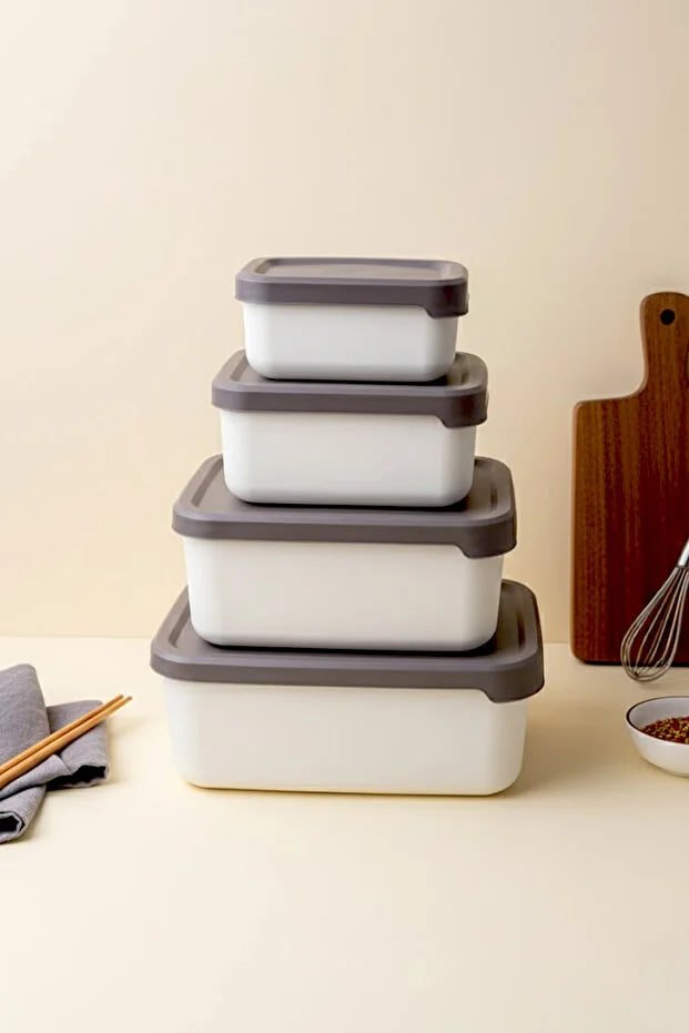 Kitchen Life Set of 4 Rectangular Storage Containers (0.43Ml-0.83Ml-1.6L-2.6L) Microwave and Freezer Compatible