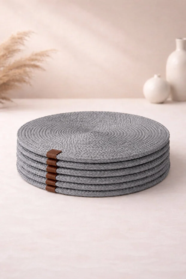 Aguila Home Gray Jute Placemat Set of 6 American Service - Luxury American Service