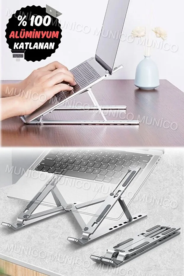 Munico Mac air pro aluminum case laptop stand compatible with tablet and phone with folding bag
