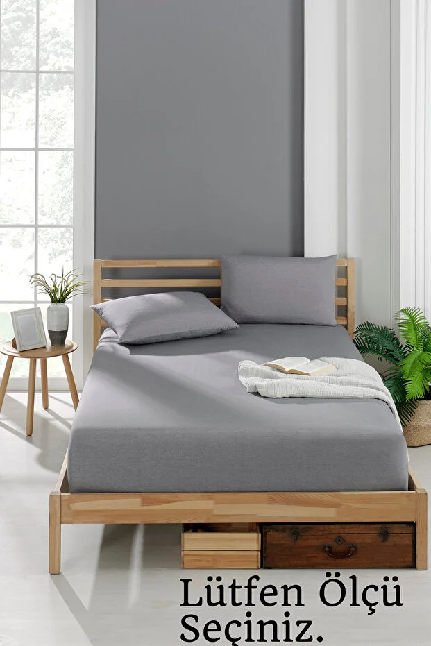 Valezium Akfil Fabric Elastic Fitted Pillowed Sheet Set ANTHRACITE 90x200