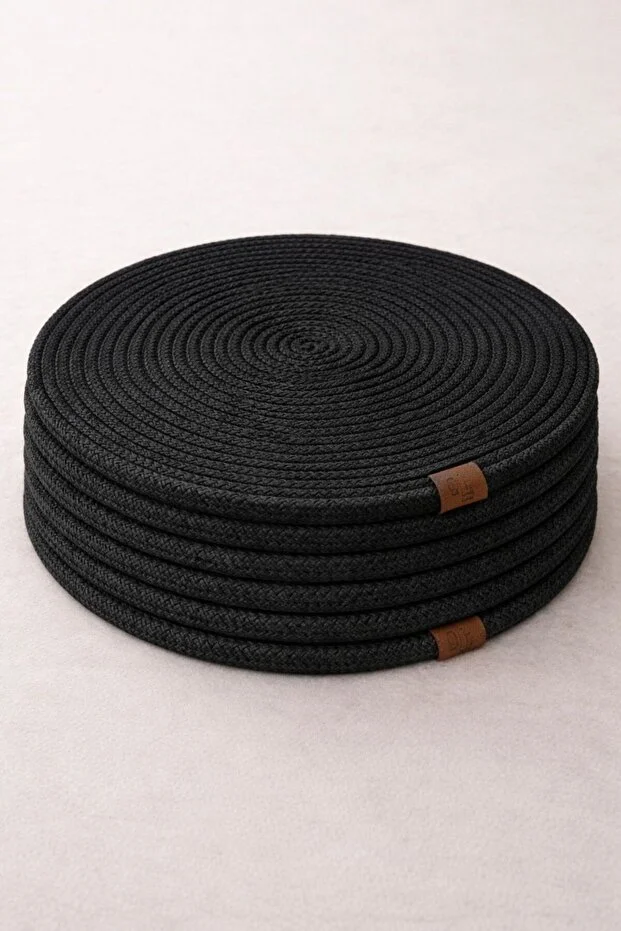 Aguila Home Black Jute Supla Set of 6 a Placemat - Luxury American Service Set