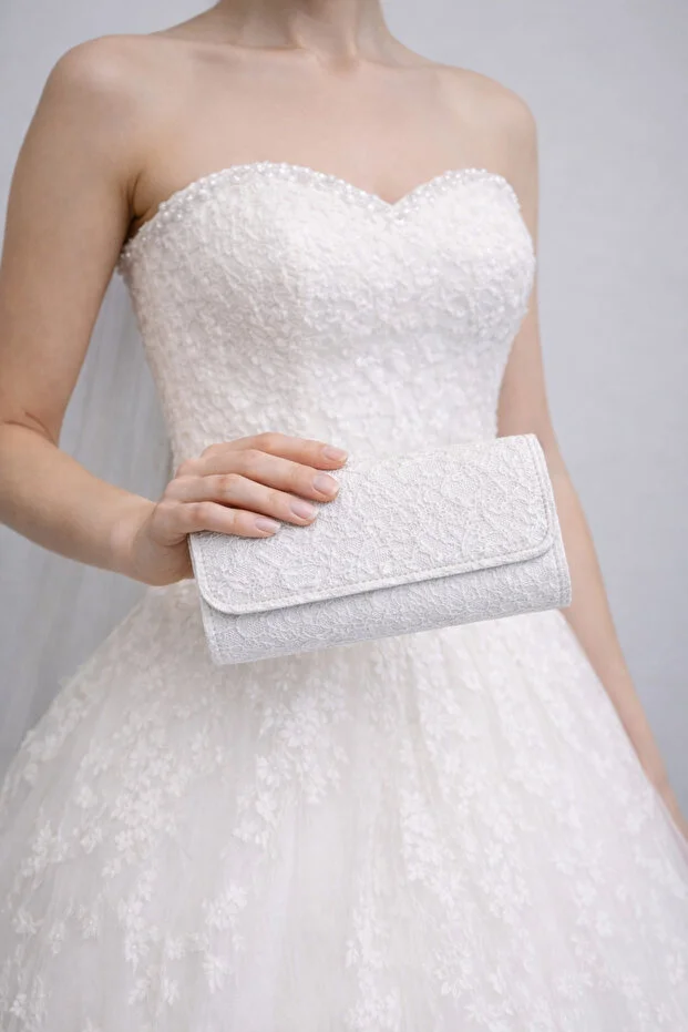 efnanstore White Evening Bag with Lace Wedding Bag (Bohça Dowery) Gift Bag