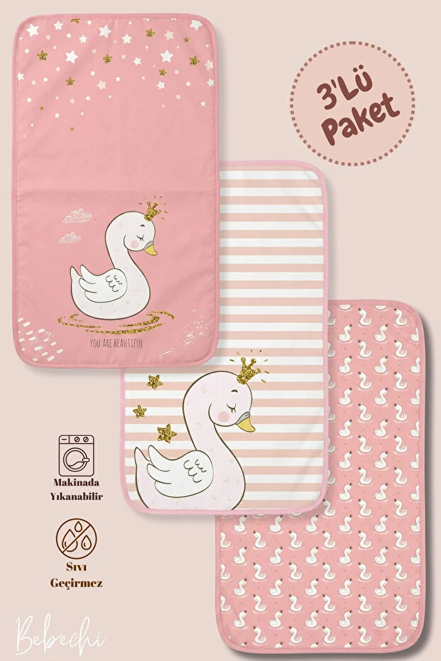 Bebechi 3-Piece Bottom Opening Changing Cover Liquid-Proof Protective Mattress Cover Washable Baby Care Pad