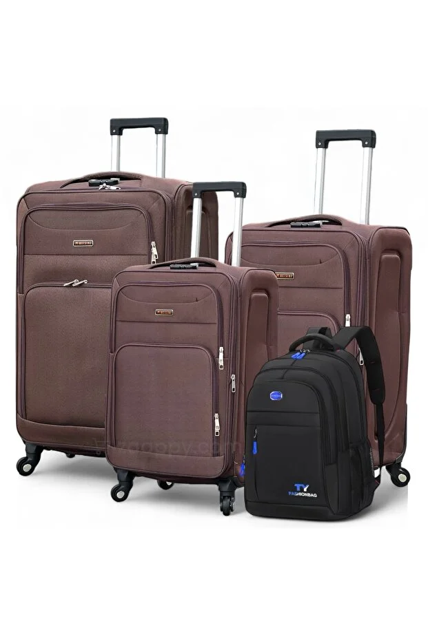 ZAAPPY Soft Material (20/24/28 Inch) Luggage - Stylish Backpack Combo Coffee