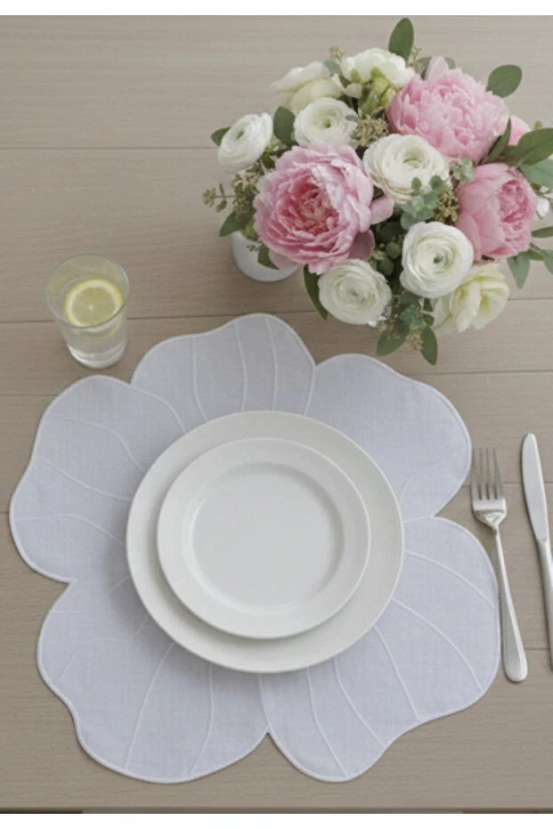 Dekahome 6 Pieces Daisy Embroidered Linen American Tablecloth Special Stain-Proof Fabric