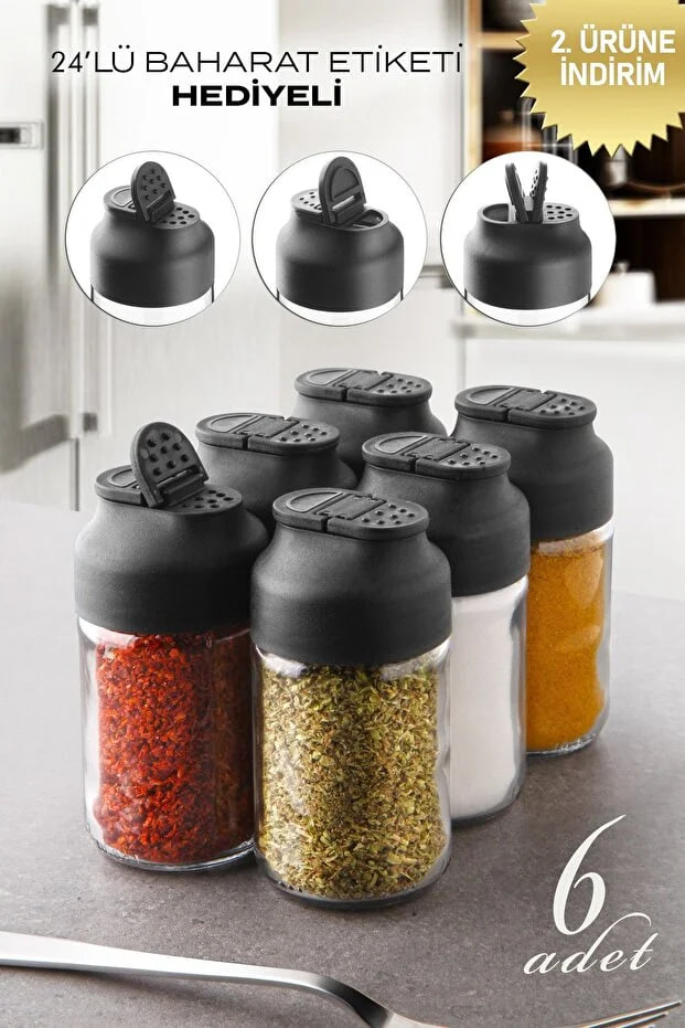 Kitchen Life 6-Piece Double-Covered Mini Twice Glass Spice Holder Set - Salt and Pepper Holder