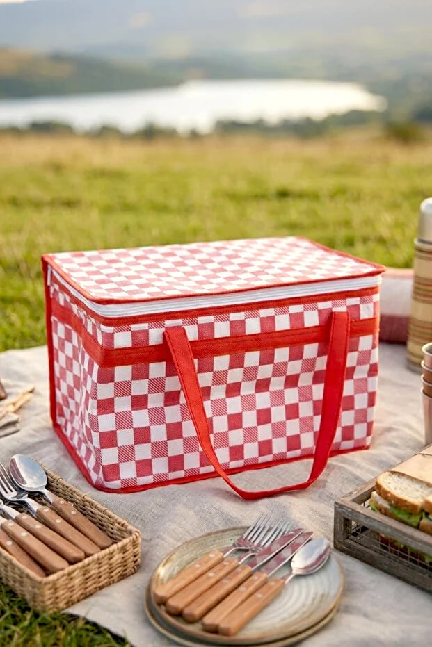 Kitchen Life Large Size Rectangular Thermal Insulated Picnic Basket 15 Liters-Camping Beach Cooler Bag