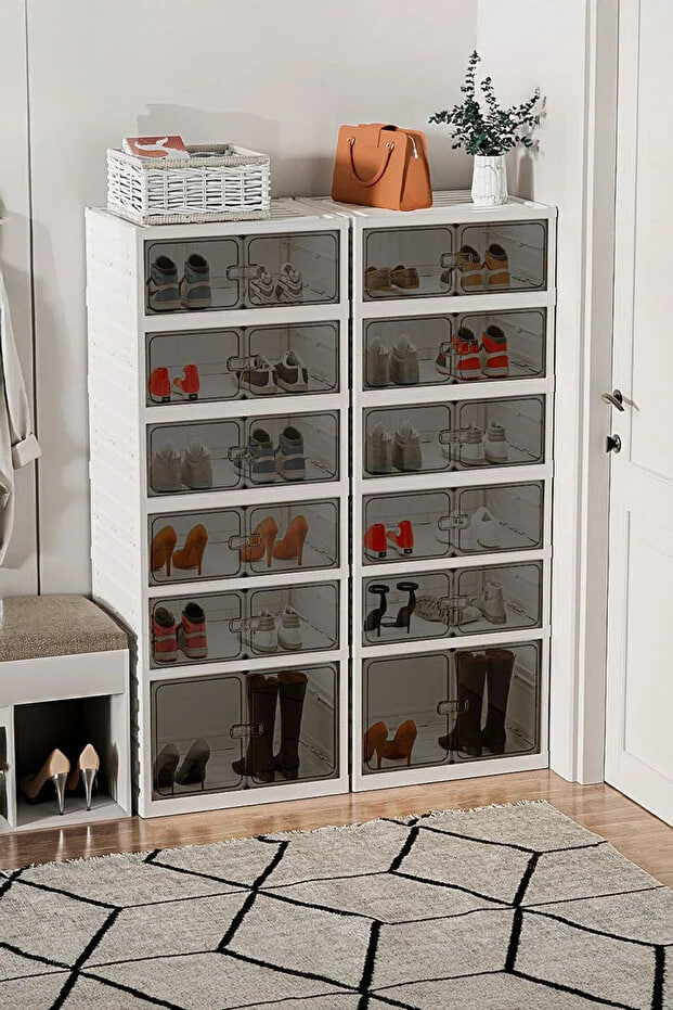 Kitchen Life 6 Tiers 12 Shoe Capacity Foldable and Portable Portable Shoe Rack - Spacious Cabinet Shelf