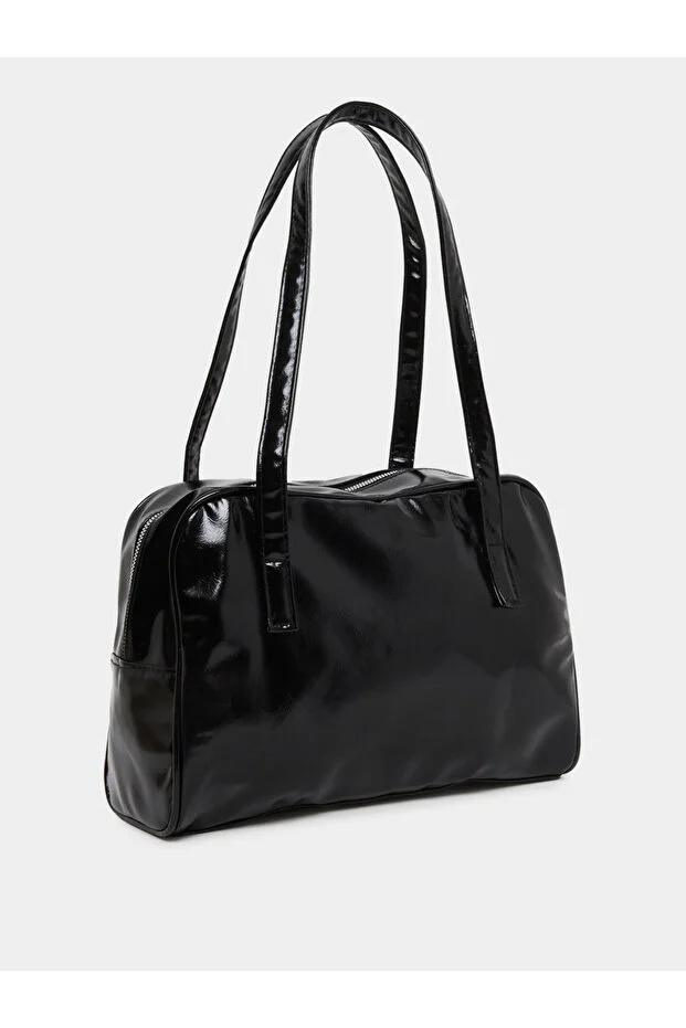 Styli Black Solid Smooth Shoulder Bag
