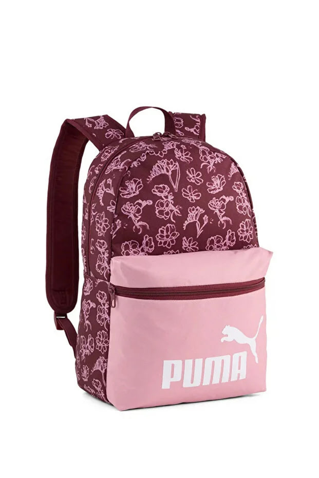 Puma Girls Floral Print School Backpack with Adjustable Straps and Zip Closure - W 31 x H 44 x D 15 cm