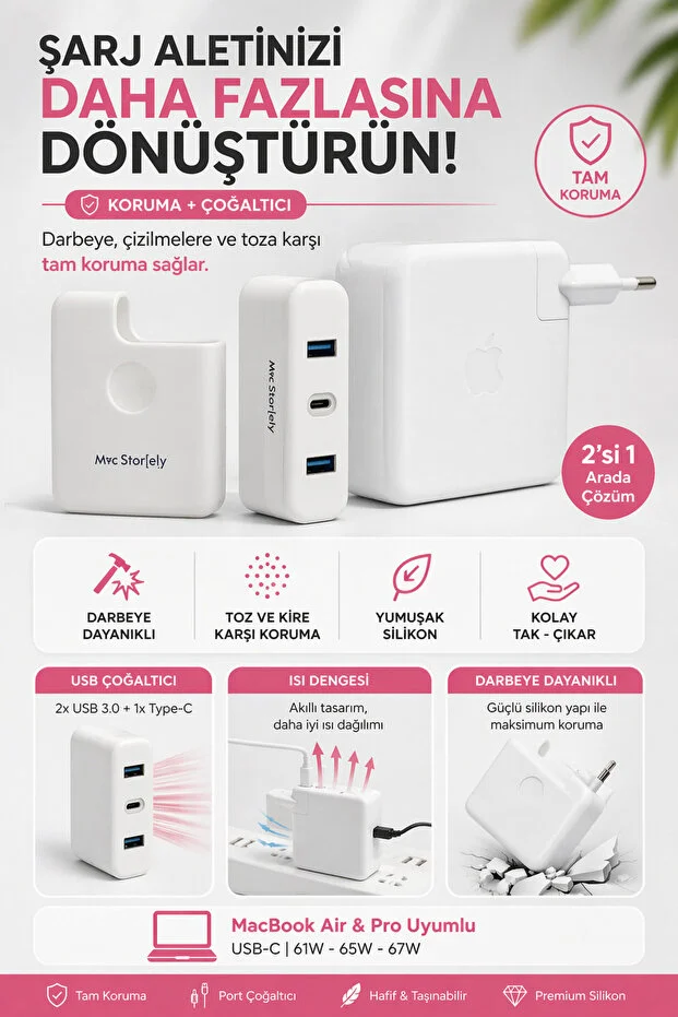 Mcstorey USB Replicator Multiplexer Usb-C Charger Case 2Xusb3.0 Compatible with Usb-C 61W-65W-67W