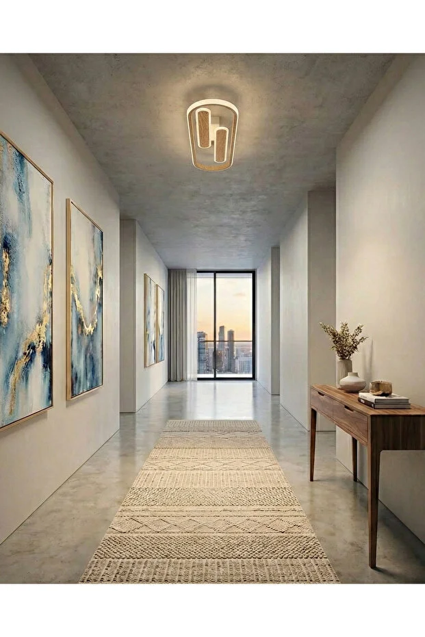 Özcan Lighting  1434-02 60cm Fixture (3 Color LED + No Remote Control) Oak Color