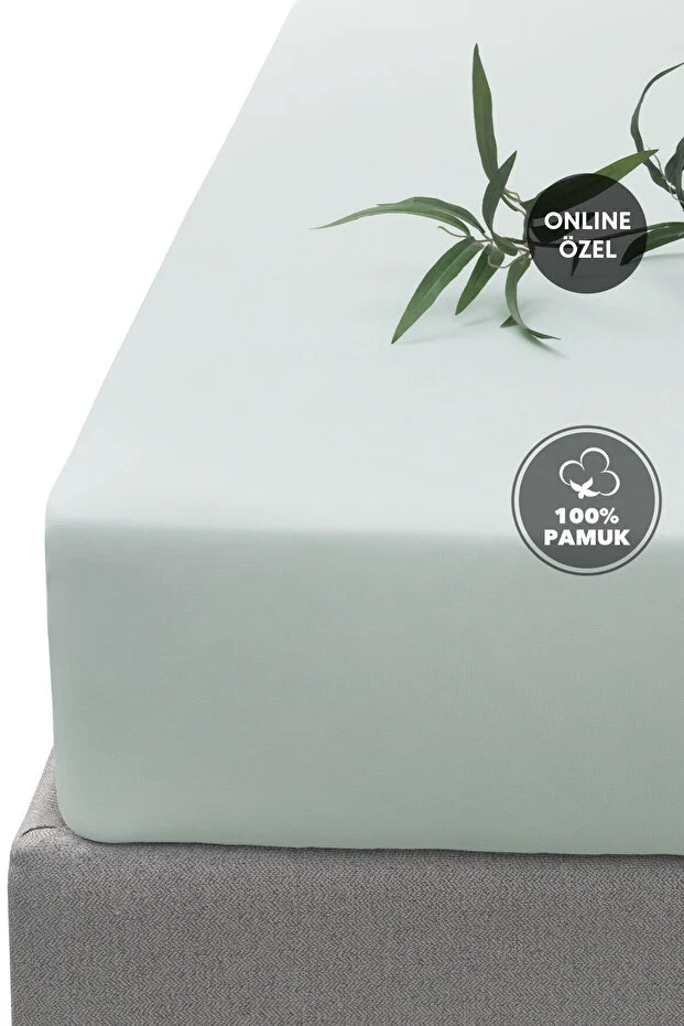 Yataş Softy Double 100% Cotton Elastic Combed Cotton Bed Sheet - Sage