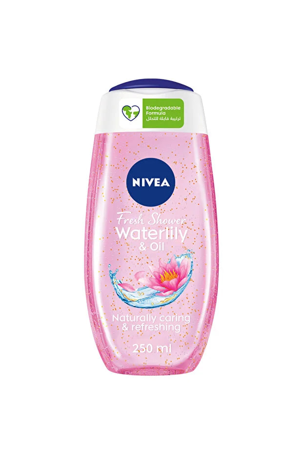 NIVEA Waterlily & Oil Shower Gel, Caring Oil Pearls, Waterlily Scent, 250ml