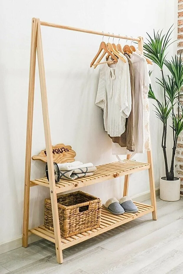 Tree World Garment Clothes Hanger with Two Shelves 148 X 106 cm