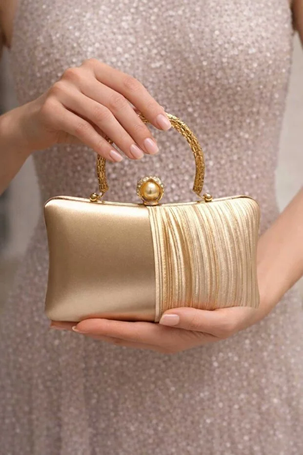 Famels Women's Bag Skin Satin Stone Sleeve Holder Pilseli Evening Dress Bag Sleeve Bag Si Clutch Bag