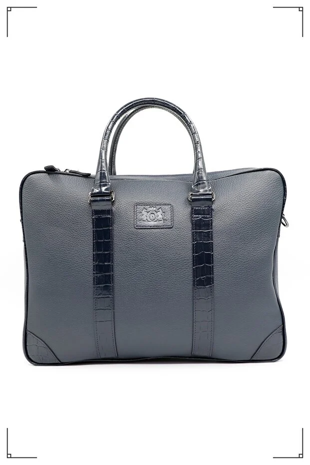 Derimo Leather Genuine Leather Briefcase and Laptop Bag Navy Blue Floter