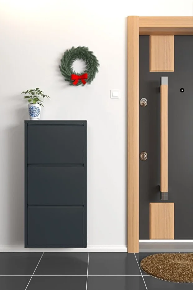 Formood Triple Metal Shoe Rack Anthracite