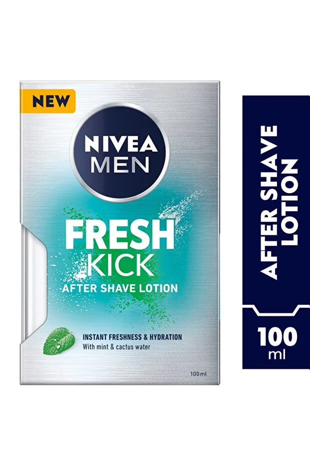 NIVEA Men Fresh & Kick After Shave Lotion, Instant Freshness & Hydration, Mint & Cactus Water, 100ml