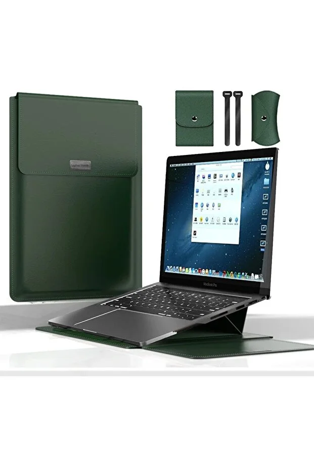 TEKNETSTORE MacBook Air 13.6 Inch M2-M3 Chip 2022/2024 A2681 A3113 Compatible Leather Magnetic Design Stand Bag