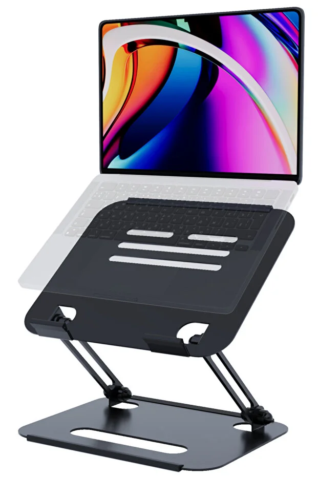 Basic 2 Compatible with All Models 50kg Capacity Metal Easy Adjustment Foldable Ergonomic Laptop Stand Riser MacBook Stand