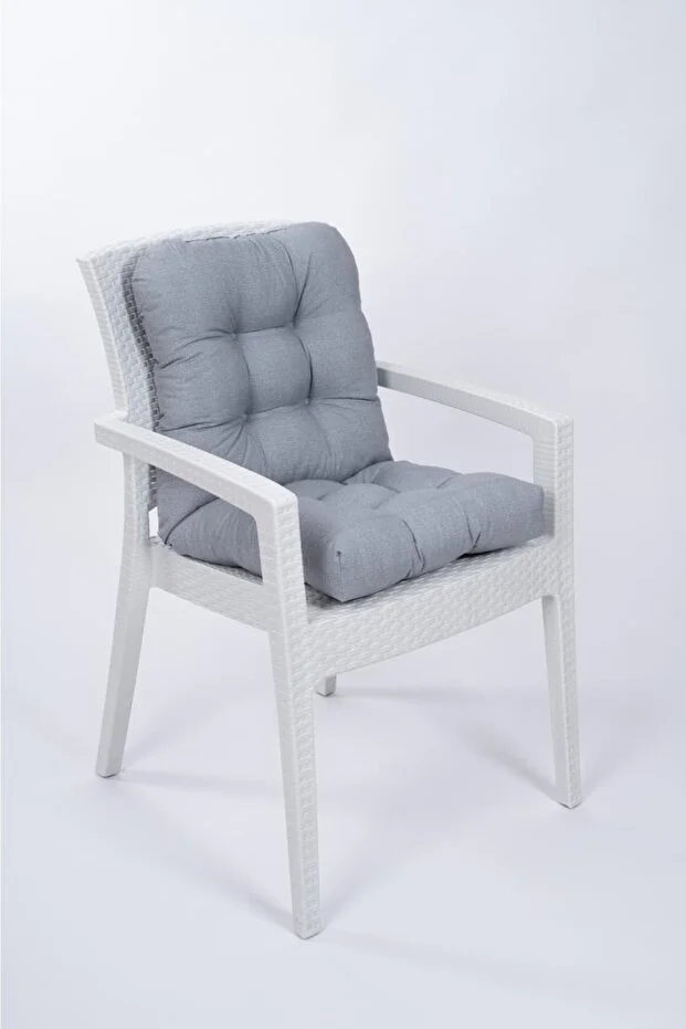 ALTINPAMUK Candy Pofidik Gray Chair Cushion with Backrest, Specially Stitched and Laced 43X88 cm