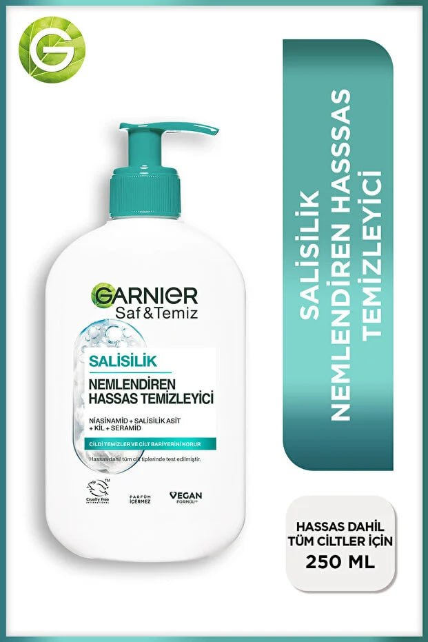 L'Oreal Paris Pure&Clean Salicylic Moisturizing Cleanser 250 ml (Niacinamide, Salicylic Acid, Ceramide, Clay)